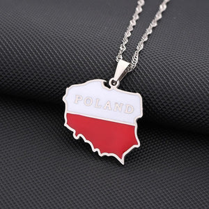 Poland Flag Map Necklace