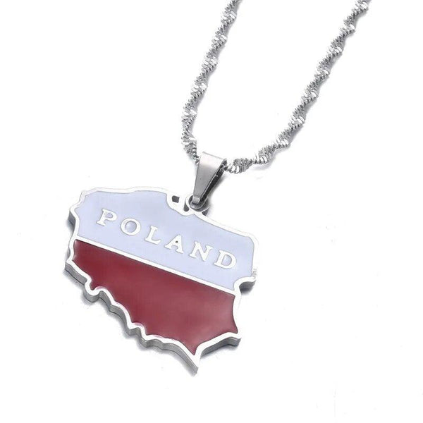 Poland Flag Map Necklace