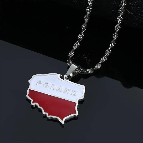 Poland Flag Map Necklace