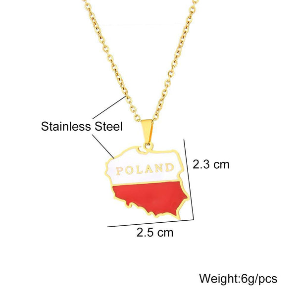 Poland Flag Map Necklace