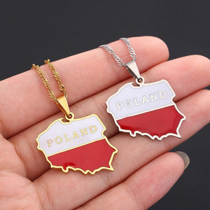 Poland Flag Map Necklace