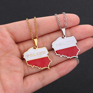 Poland Flag Map Necklace