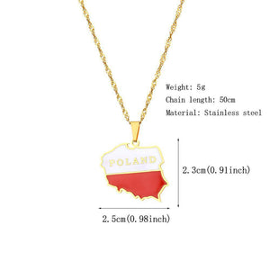 Poland Flag Map Necklace