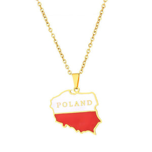 Poland Flag Map Necklace