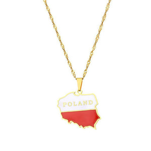 Poland Flag Map Necklace