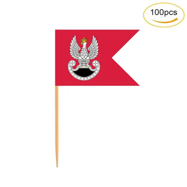 Poland Flag Toothpicks - Cupcake Toppers (100Pcs)