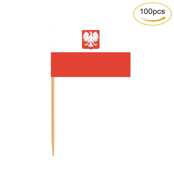 Poland Flag Toothpicks - Cupcake Toppers (100Pcs)