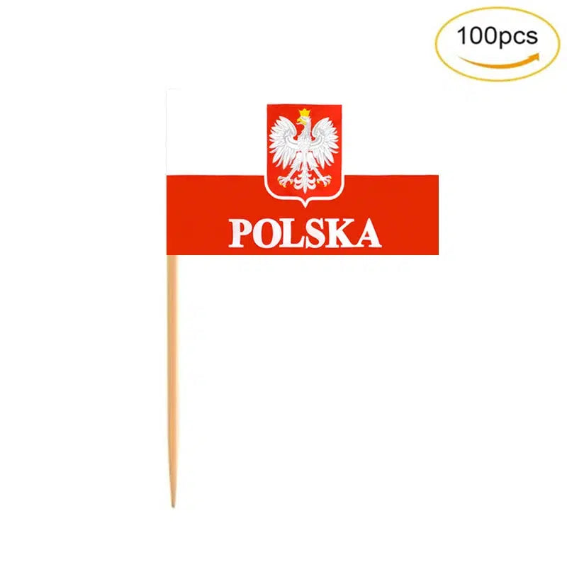 Poland Flag Toothpicks - Cupcake Toppers (100Pcs)