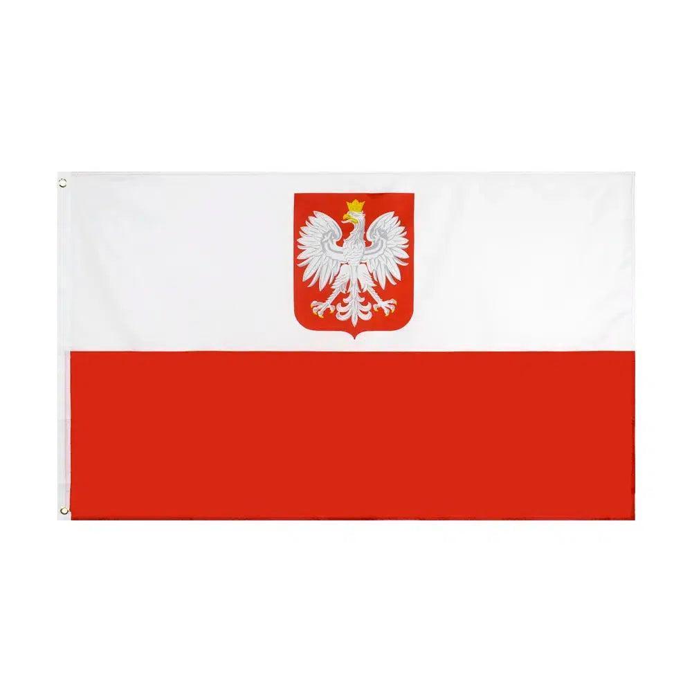 Poland Flag with Coat Of Arms - 90x150cm(3x5ft) - 60x90cm(2x3ft)
