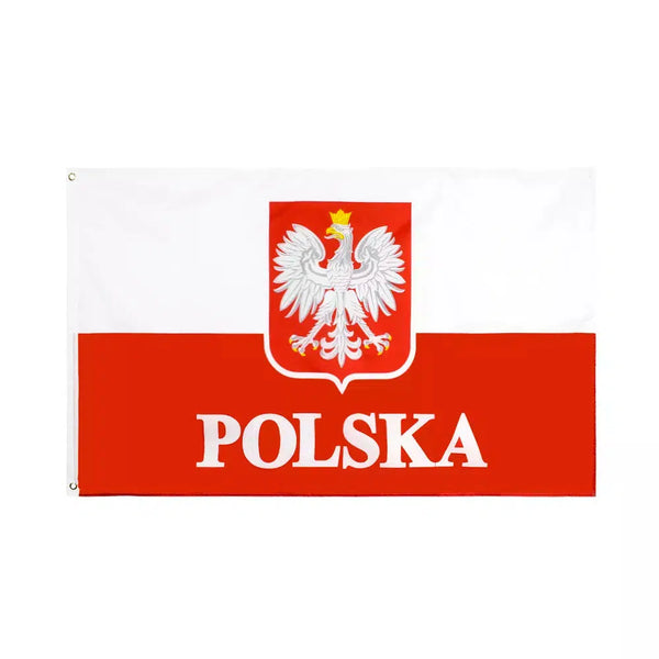 Poland Flag with Coat Of Arms - 90x150cm(3x5ft) - 60x90cm(2x3ft)