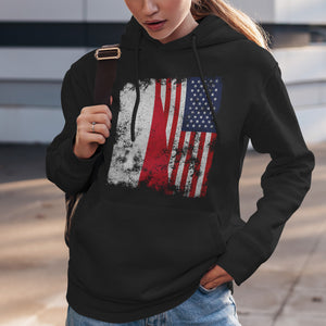 Poland USA Flag - Half American Hoodie