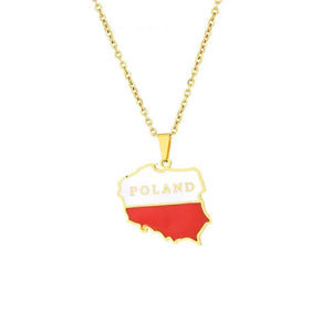 Poland Flag Map Necklace