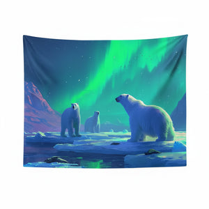 Polar Bears Northern Lights Flags - 90x150cm(3x5ft) - 60x90cm(2x3ft)