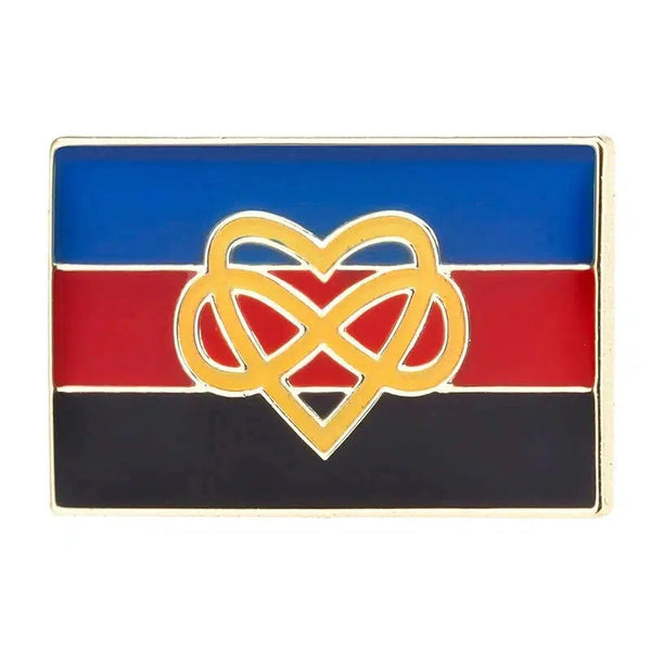 Polyamorous Pride Flag Lapel Pin - LGBTQIA2S+ Enamel Pin Flag