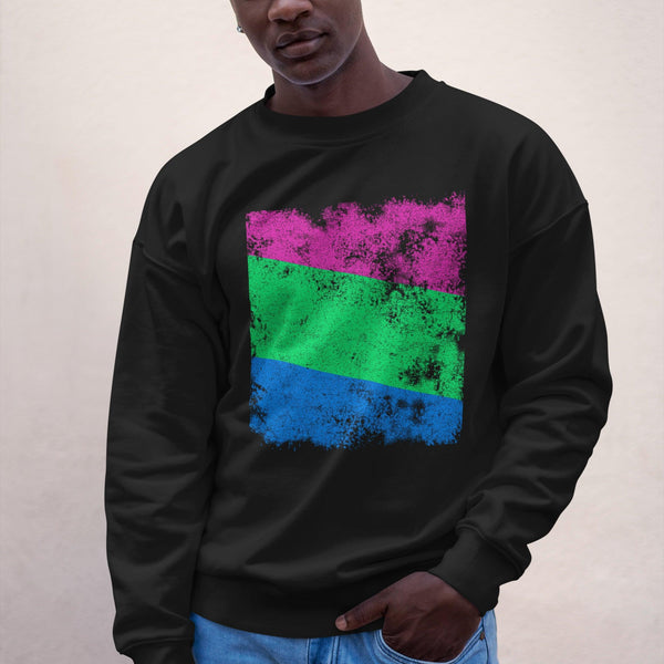 Polysexual Flag - Distressed LGBT+ Sweatshirt