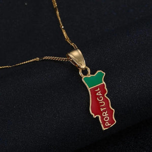 Portugal Flag Map Necklace