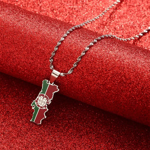 Portugal Flag Map Necklace