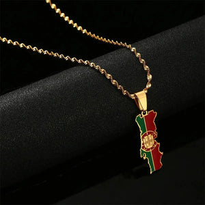 Portugal Flag Map Necklace