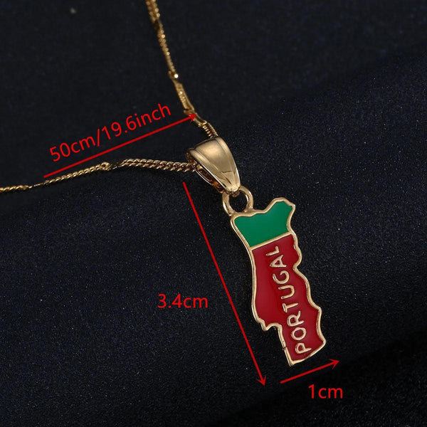 Portugal Flag Map Necklace