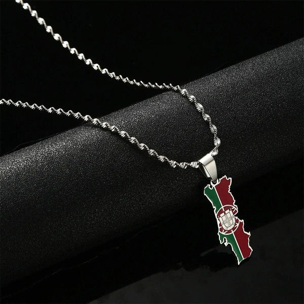 Portugal Flag Map Necklace