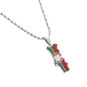 Portugal Flag Map Necklace