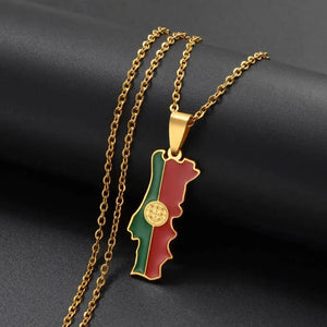 Portugal Flag Map Necklace