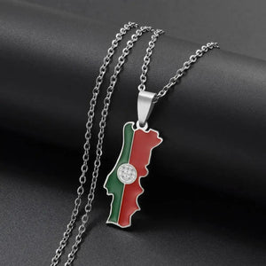 Portugal Flag Map Necklace