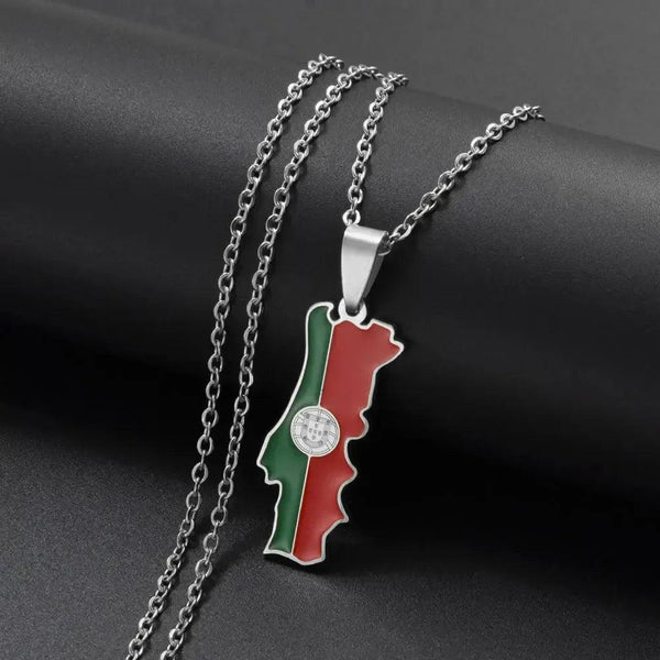 Portugal Flag Map Necklace