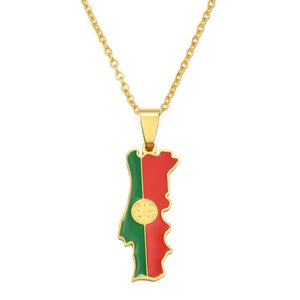 Portugal Flag Map Necklace