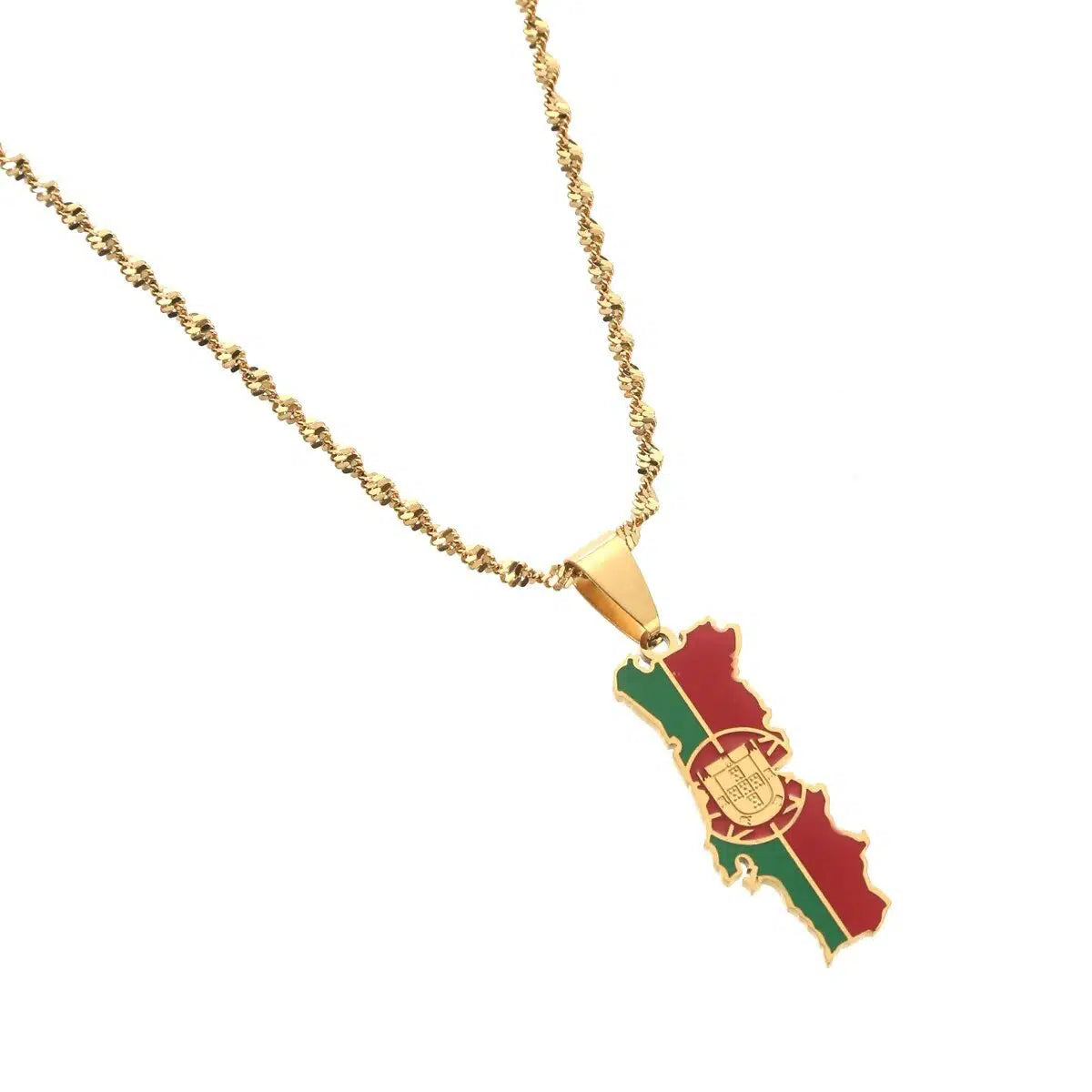 Portugal Flag Map Necklace