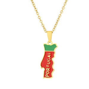 Portugal Flag Map Necklace