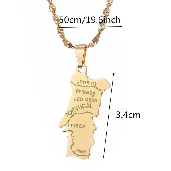 Portugal Map Necklace