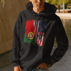 Portugal USA Flag - Half American Hoodie