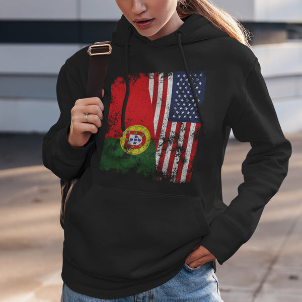 Portugal USA Flag - Half American Hoodie