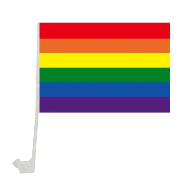 Pride Car Flag with Window Clip and Pole - LGBTQ+ Flag for Car Window