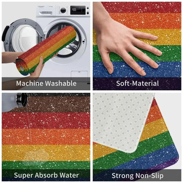 Pride Flag Doormat - LGBTQ+ Welcome Mat for Front Door