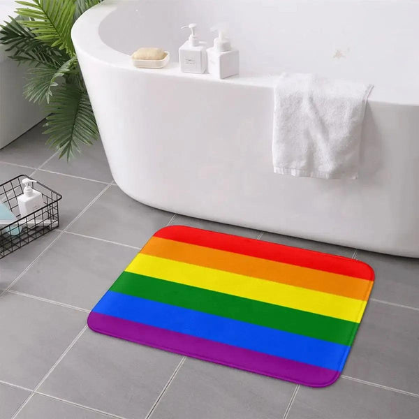 Pride Flag Doormat - LGBT+ Welcome Mat for Bath and Front Door