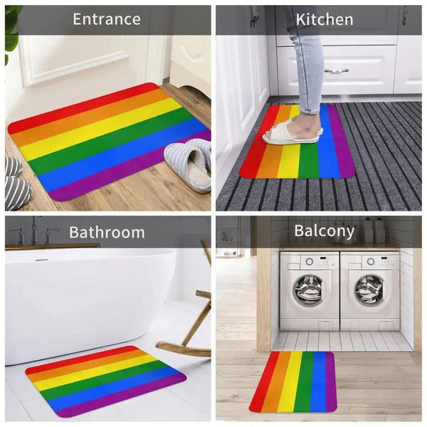 Pride Flag Doormat - LGBT+ Welcome Mat for Bath and Front Door
