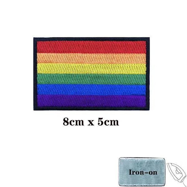 Pride Flag Patch - LGBTQIA2S+ Iron On/Hook & Loop Patch