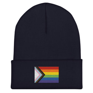Progress Pride Flag Beanie - Embroidered LGBT+ Winter Hat