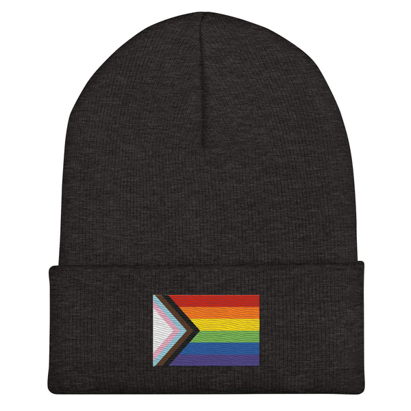 Progress Pride Flag Beanie - Embroidered LGBT+ Winter Hat
