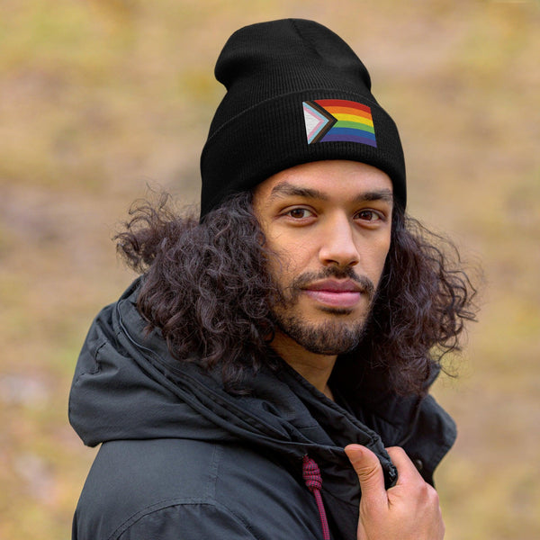 Progress Pride Flag Beanie - Embroidered LGBT+ Winter Hat