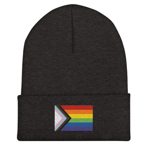 Progress Pride Flag Beanie - Embroidered LGBT+ Winter Hat