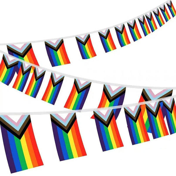 Progress Pride Flag Bunting Banner - 25Pcs - LGBTQIA2S+