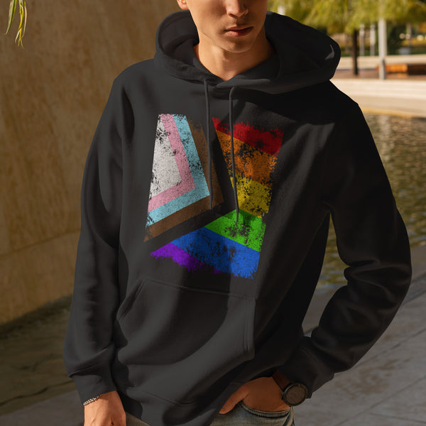 Progress Pride Flag - Distressed LGBT+ Hoodie