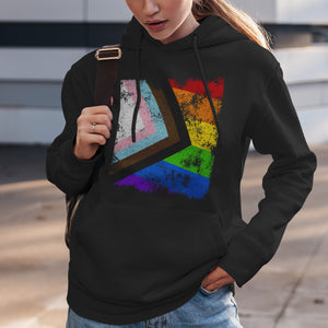 Progress Pride Flag - Distressed LGBT+ Hoodie