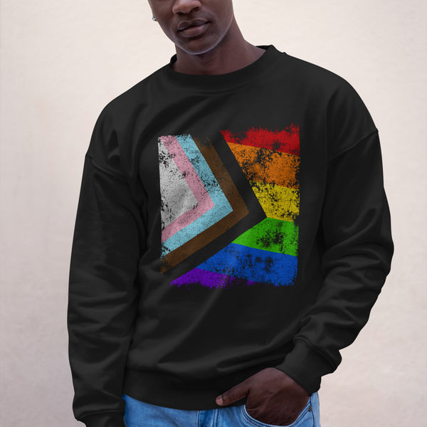 Progress Pride Flag - Distressed LGBT+ Sweatshirt