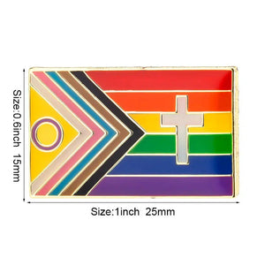 Progress Pride Flag Lapel Pin - LGBTQIA2S+ Enamel Pin Flag