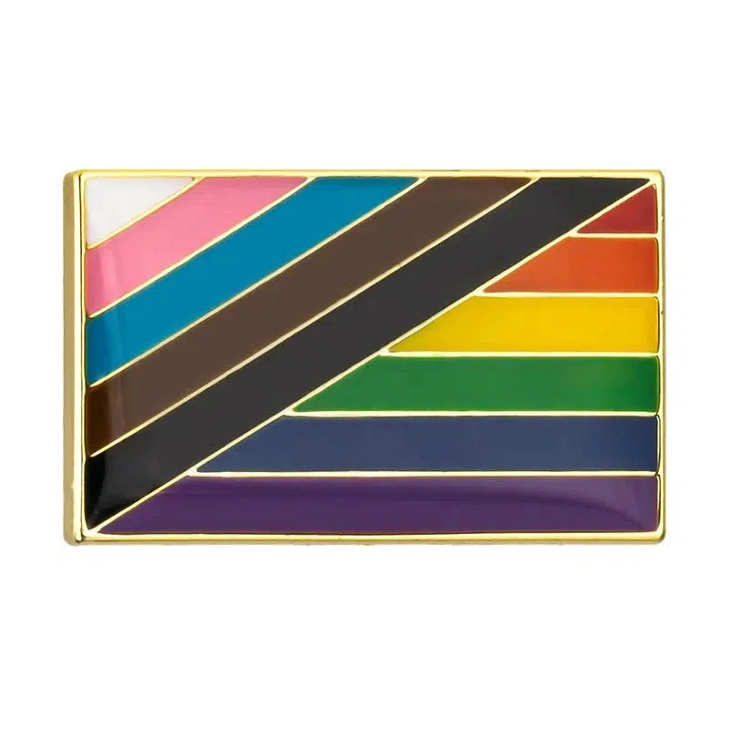 Progress Pride Flag Lapel Pin - LGBTQIA2S+ Enamel Pin Flag