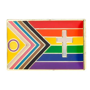 Progress Pride Flag Lapel Pin - LGBTQIA2S+ Enamel Pin Flag